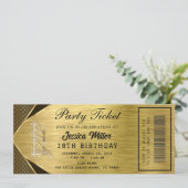 Gouden Partijticket Uitnodiging (Staand voorkant)