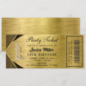 Gouden Partijticket Uitnodiging (Voorkant / Achterkant)