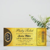 Gouden Partijticket Uitnodiging (Staand voorkant)