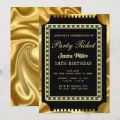 Gouden Partijticket Uitnodiging (Voorkant / Achterkant)