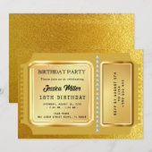 Gouden Partijticket Uitnodiging (Voorkant / Achterkant)