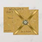 Gouden Party Uitnodiging Met Edelstenen (Voorkant / Achterkant)