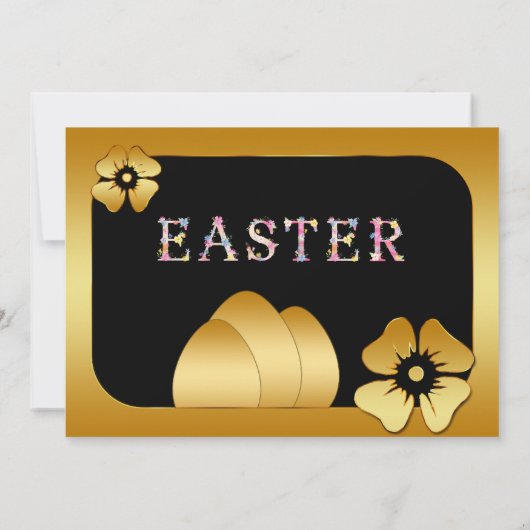 Gouden Pasen Brunch Ei Hunt Uitnodiging (Achterkant)