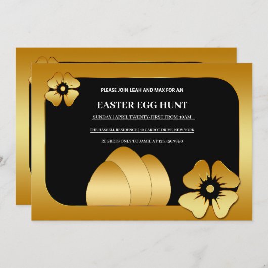 Gouden Pasen Brunch Ei Hunt Uitnodiging (Voorkant / Achterkant)