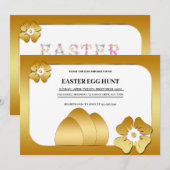 Gouden Pasen Brunch Ei Hunt Uitnodiging (Voorkant / Achterkant)