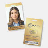 Gouden pasfoto naam ID-badge Badge (Voor- en achterkant)