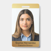 Gouden pasfoto naam ID-badge Badge (Voorzijde)