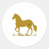 Gouden Paso Fino Paard met Hart Ronde Sticker (Voorkant)