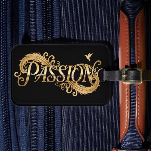 Gouden Passie – Luxe Typografie Inspirerend D Bagagelabel (Voorkant Insitu 4)