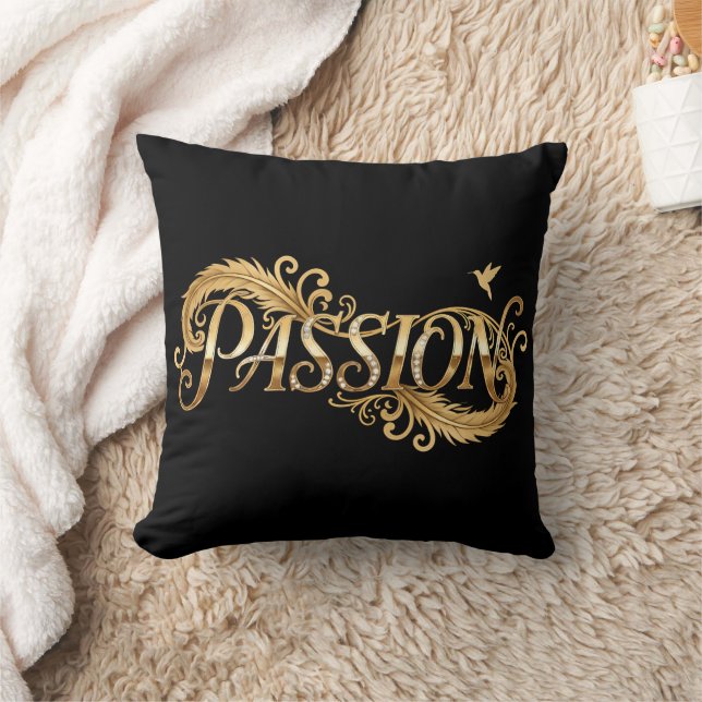 Gouden Passie – Luxe Typografie Inspirerend D Kussen (Deken)