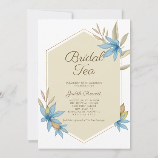 Gouden pastel bloemenbruids theekransje Vrijgezell Kaart (Voorkant)