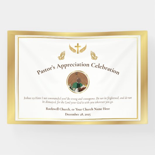 Gouden Pastor Waardering Celebration Event Spandoek (Horizontaal)