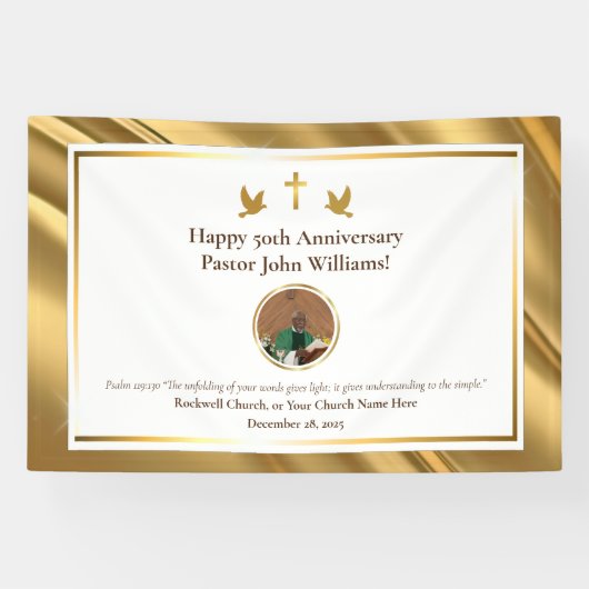 Gouden Pastor Waardering Celebration Event Spandoek (Horizontaal)