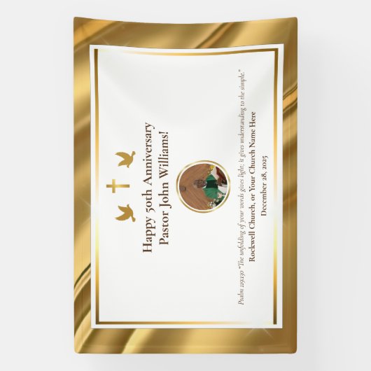 Gouden Pastor Waardering Celebration Event Spandoek (Verticaal)