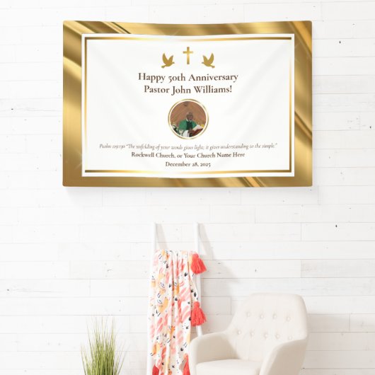 Gouden Pastor Waardering Celebration Event Spandoek (Insitu)