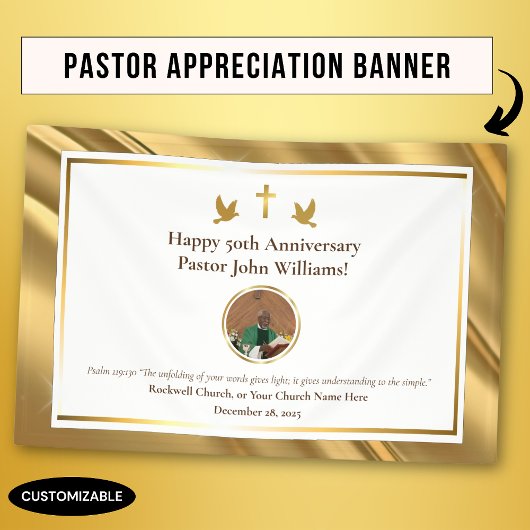 Gouden Pastor Waardering Celebration Event Spandoek