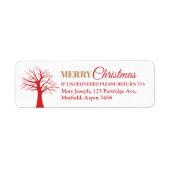 Gouden patrijs in een rode winterboom Kerstmis Etiket (Voorkant)