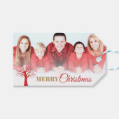 Gouden patrijs rode winterboom Kerstmis foto Cadeaulabel (Voorkant (Horizontaal))