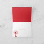 Gouden patrijs rode winterboom Kerstmis foto Kaart (Binnen)