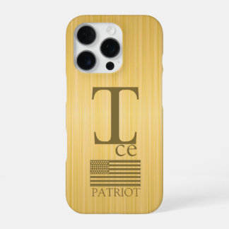 Gouden Patriottische "I" Monogram Hoesje — Amerika iPhone 16 Pro Hoesje