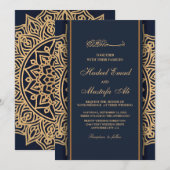gouden patroon nikah moslimtrouwuitnodiging kaart (Voorkant / Achterkant)