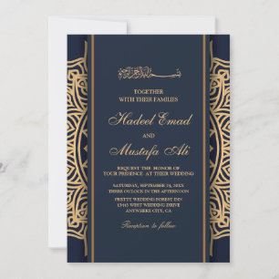 gouden patroon nikah moslimtrouwuitnodiging kaart