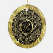 Gouden Patroon & Sparkles-Custom Initiaal Keramisch Ornament (Links)