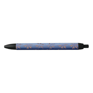 Gouden patroon zon uitbarsting zwarte inkt pen