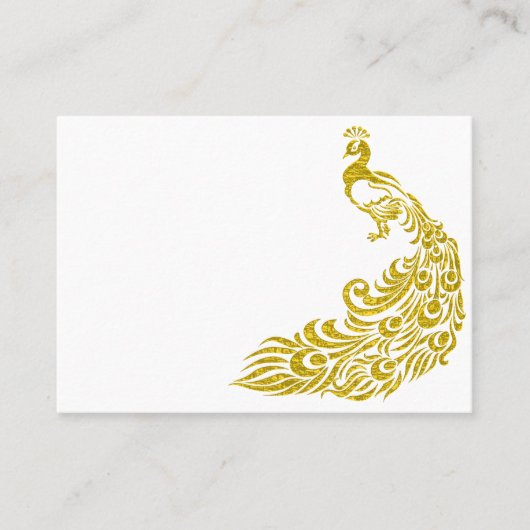 Gouden Pauw Aangepaste Lege Tafel Plaatsken Plaatskaartje (Voorkant)