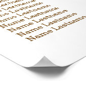 Gouden Pauw Bruiloft Zitplaats Grafiek Poster (Hoek)