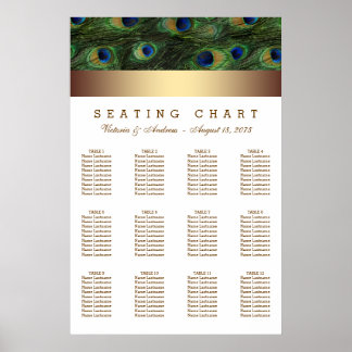 Gouden Pauw Bruiloft Zitplaats Grafiek Poster