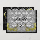 Gouden Pauw Illustratie Damast op Tafelnummer (Voorkant / Achterkant)