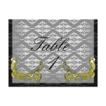 Gouden Pauw Illustratie Damast op Tafelnummer