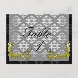 Gouden Pauw Illustratie Damast op Tafelnummer