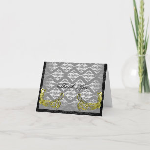 Gouden Pauw Illustratie op Damast Bedankt