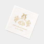 Gouden Pauw Indiase Lotus Elegant Echt Folie Servetten (Links)