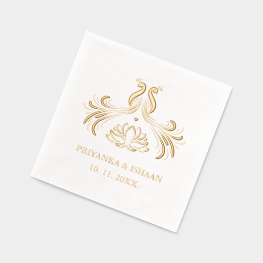 Gouden Pauw Indiase Lotus Elegant Echt Folie Servetten (Links)