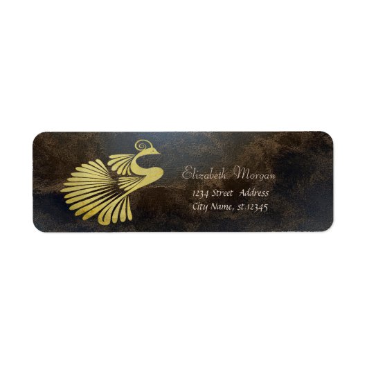 Gouden pauw, leerlook etiket (Voorkant)