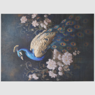 Gouden pauw op links decoupage tissuepapier
