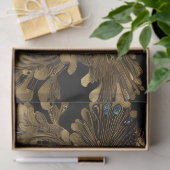 Gouden Pauw op Zwart Tissuepapier (Geschenk)