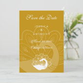 gouden pauw , red de datum save the date (Staand voorkant)