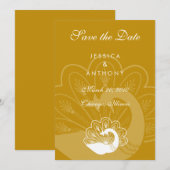 gouden pauw , red de datum save the date (Voorkant / Achterkant)