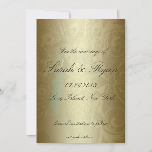 Gouden Pauw Save the Date Aankondiging (Achterkant)