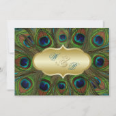 Gouden pauw veren bruiloft uitnodiging (Voorkant)