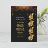 Gouden pauwen, Oud-Egyptisch, Art Deco bruiloft Kaart (Staand voorkant)