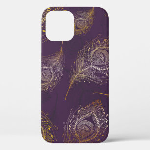 Gouden pauwenveer, violette achtergrond. Case-Mate iPhone case