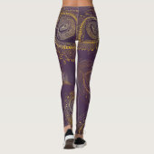 Gouden pauwenveer, violette achtergrond. leggings (Achterkant)