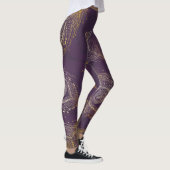 Gouden pauwenveer, violette achtergrond. leggings (Rechts)