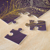 Gouden pauwenveer, violette achtergrond. legpuzzel (Zijkant)