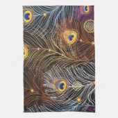 Gouden pauwenveren: donker patroon. theedoek (Verticaal)